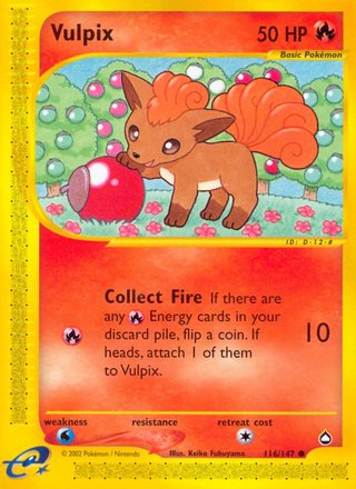 Vulpix 116/147 Common Pokemon Card (Aquapolis)