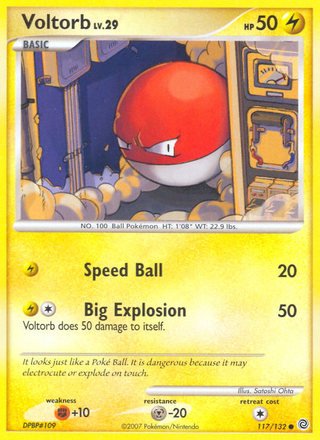 Voltorb 117/132 Common Pokemon Card (Secret Wonders)