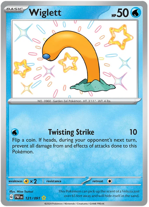 Wiglett 121/091 Shiny Rare Pokemon Card (SV 4.5 Paldean Fates)