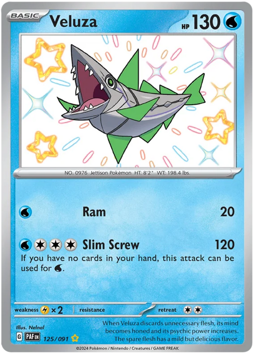 Veluza 125/091 Shiny Rare Pokemon Card (SV 4.5 Paldean Fates)