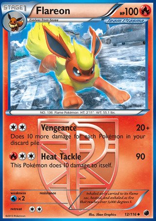 Flareon 12/116 Uncommon Pokemon Card (Plasma Freeze)