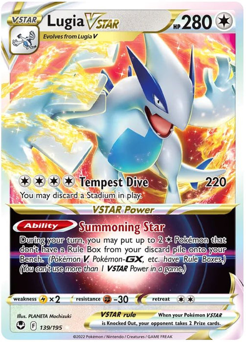 Lugia VSTAR 139/195 Rare  VSTAR Pokemon Card (SWSH Silver Tempest)