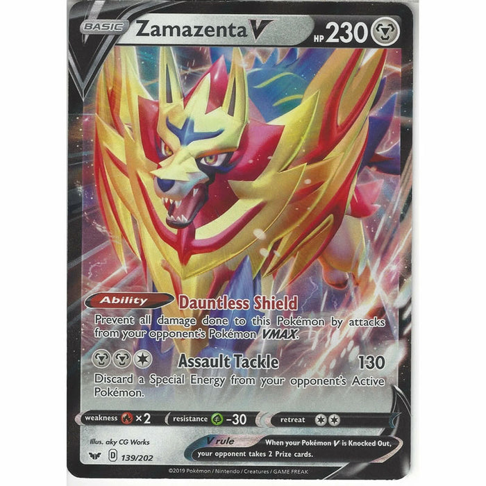 Zamazenta V 139/202 Ultra Rare Pokemon Card (Sword & Shield)