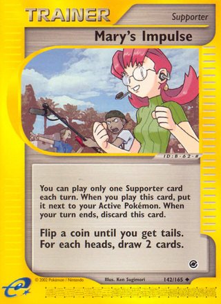 Mary's Impulse 142/165 Uncommon Pokemon Card (Expedition Base Set)