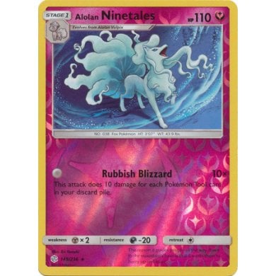 Alolan Ninetales 145/236 Rare Holo Reverse Holo Pokemon Card (Cosmic Eclipse)