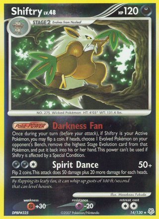Shiftry 14/130 Rare Holo Pokemon Card (Diamond & Pearl)