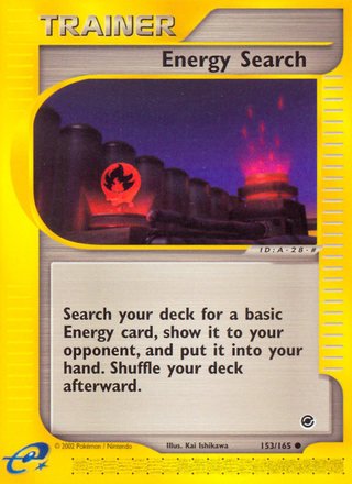 Energy Search 153/165 Common Pokemon Card (Expedition Base Set)