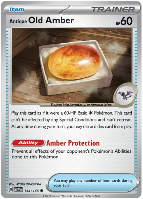 Antique Old Amber 154/165 Common Pokemon Card (Pokemon SV 151)