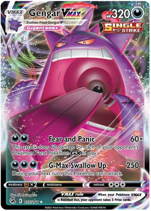 Gengar VMAX 157/264 Rare VMAX Pokemon Card (SWSH Fusion Strike)