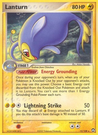 Lanturn 15/108 Rare Pokemon Card (EX Power Keepers)