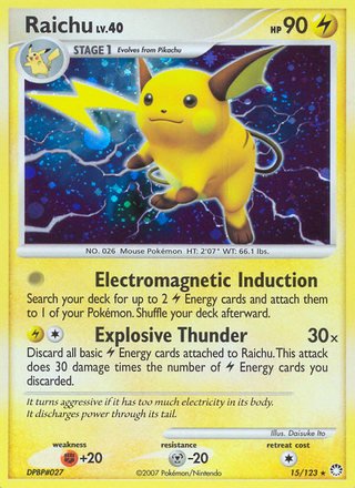 Raichu 15/123 Rare Holo Pokemon Card (Mysterious Treasures)