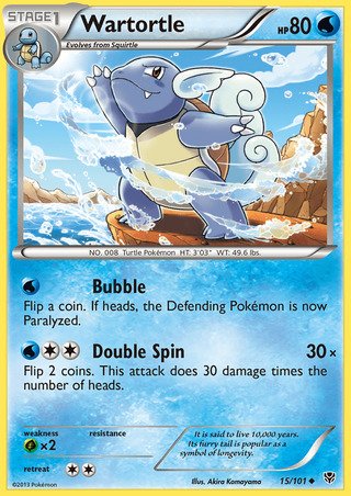 Wartortle 15/101 Uncommon Pokemon Card (Plasma Blast)