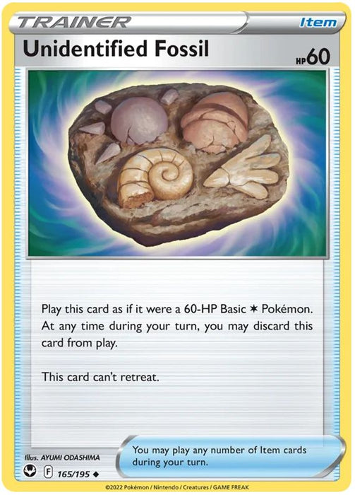 Unidentified Fossil 165/195 Uncommon Pokemon Card (SWSH Silver Tempest)