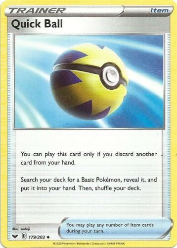 Quick Ball 179/202 Uncommon Pokemon Card (Sword & Shield)