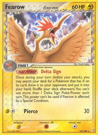 Fearow d 18/100 Rare Pokemon Card (EX Crystal Guardians)
