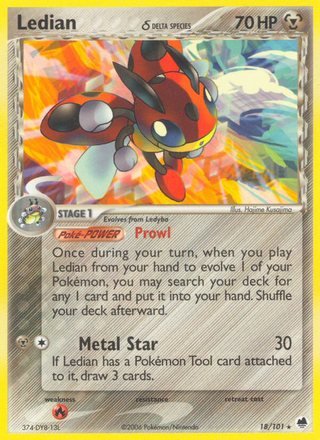 Ledian d 18/101 Rare Pokemon Card (EX Dragon Frontier)
