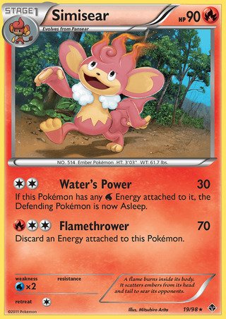 Simisear 19/98 Rare Pokemon Card (Emerging Powers)