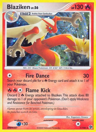 Blaziken 1/106 Rare Holo Pokemon Card (Great Encounters)