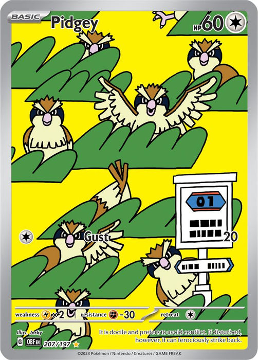 Pidgey 207/197 Illustration Rare Pokemon Card (SV Obsidian Flames)