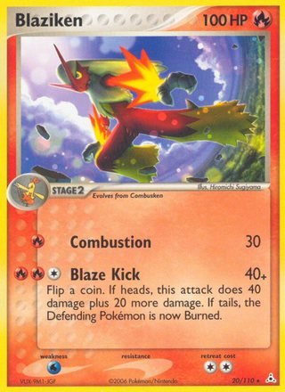 Blaziken 20/110 Rare Exc. Cond Pokemon Card (EX Holon Phantoms)