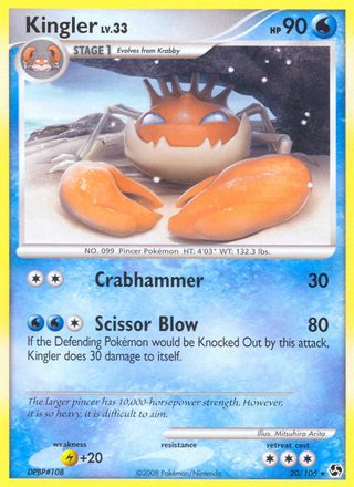 Kingler 20/106 Rare Pokemon Card (Great Encounters)