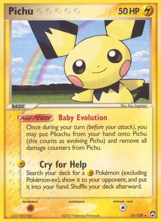 Pichu 21/108 LP Rare Pokemon Card (EX Power Keepers)