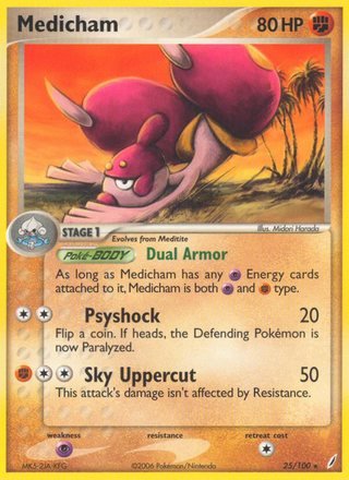 Medicham 25/100 Rare Pokemon Card (EX Crystal Guardians)
