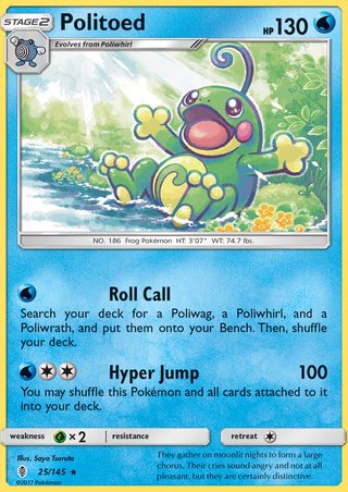 Politoed 25/145 Rare Holo Pokemon Card (Guardians Rising)