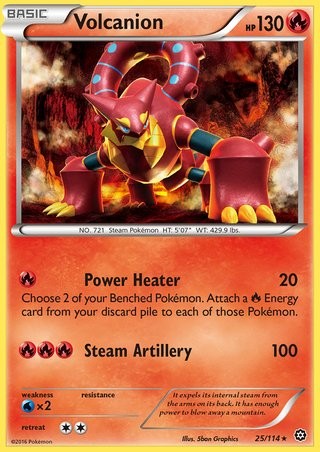 Volcanion 25/114 Rare Pokemon Card (XY Steam Siege)