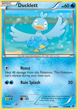 Ducklett 26/98 Common Pokemon Card (Emerging Powers)
