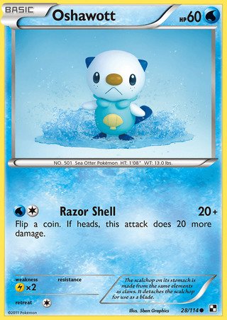 Oshawott 28/114 Common Pokemon Card (Black & White)