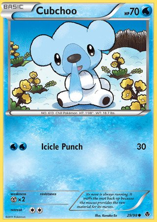 Cubchoo 29/98 Common Pokemon Card (Emerging Powers)