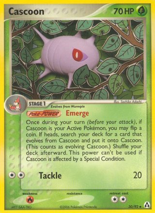 Cascoon 30/92 Uncommon Holo Stamped Pokemon Card (EX Legend Maker)