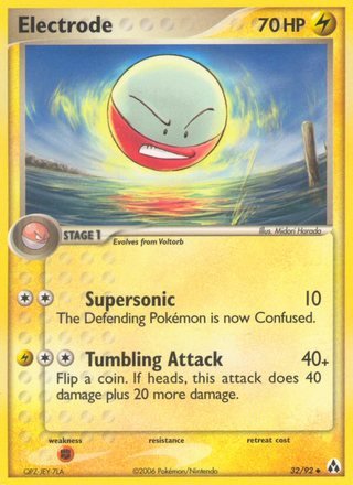 Electrode 32/92 Uncommon Holo Stamped Pokemon Card (EX Legend Maker)