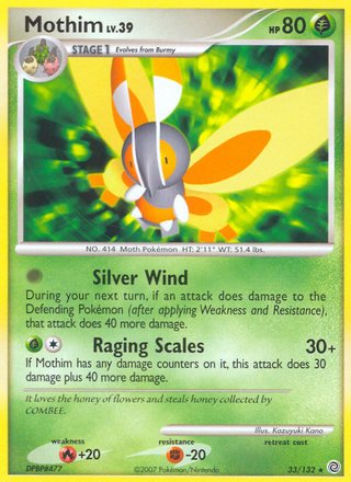 Mothim 33/132 Rare Pokemon Card (Secret Wonders)