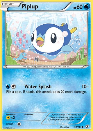 Piplup 33/113 Common Pokemon Card (Legendary Treasures)