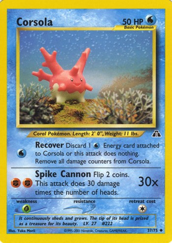 Corsola 37/75 Uncommon Pokemon Card (Neo Discovery)