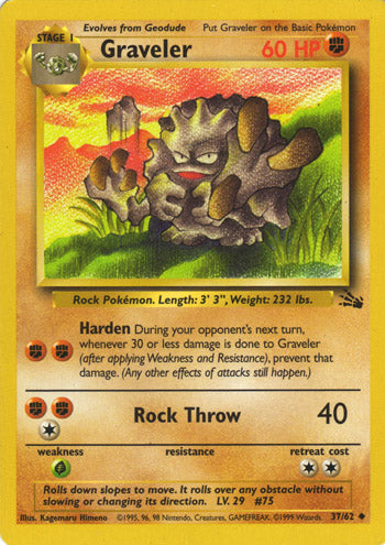 Graveler 37/62 Uncommon Pokemon Card (Fossil Set)