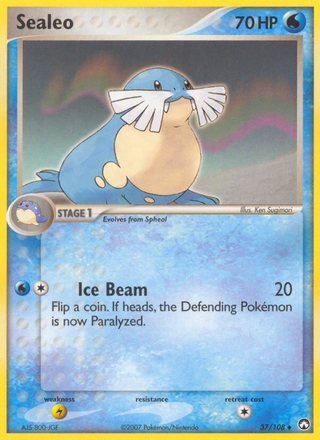Sealeo 37/108 Uncommon Holo, Stamped Pokemon Card (EX Power Keepers)