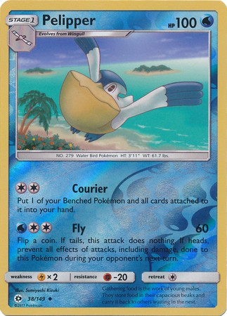 Pelipper 38/149 Uncommon Pokemon Card (Sun & Moon Base Set)