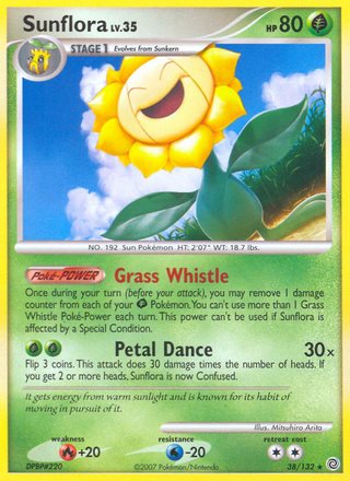 Sunflora 38/132 Rare Reverse Holo Pokemon Card (Secret Wonders)