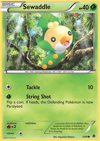 Sewaddle 3/98 Common Pokemon Card (Emerging Powers)
