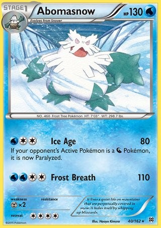 Abomasnow 40/162 Rare Pokemon Card (XY BREAKThrough)