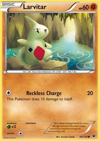 Larvitar 40/124 Uncommon Pokemon Card (XY Fates Collide)