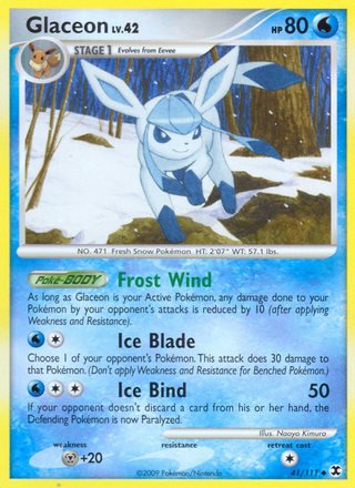 Glaceon 41/111 Uncommon Pokemon Card (Rising Rivals)
