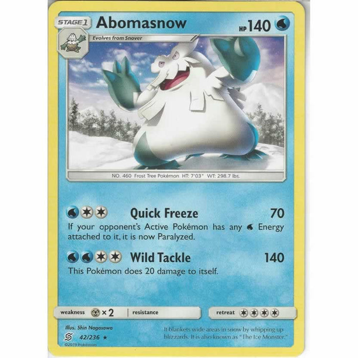 Abomasnow 42/236 Rare Pokemon Card (Unified Minds)