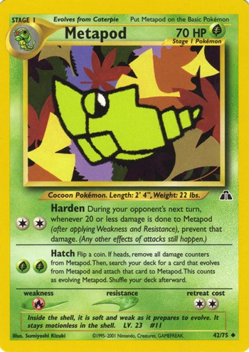 Metapod 42/75 Uncommon Pokemon Card (Neo Discovery)