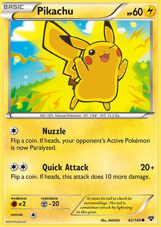 Pikachu 42/146 Common Pokemon Card (XY Base Set)