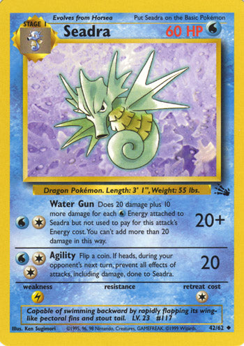 Seadra 42/62 Uncommon Pokemon Card (Fossil Set)