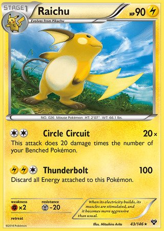 Raichu 43/146 Rare Holo Pokemon Card (XY Base Set)